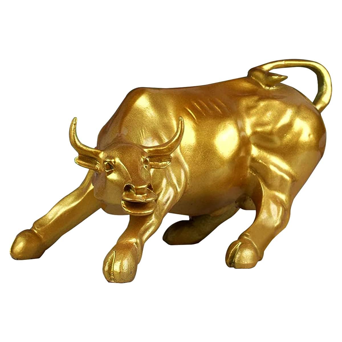 Resin 10" Geometric Statue Golden Bull Sculpture Ornament Abstract Animal Figurines Room Desk Decor Home Decoration (Gold), Pack of 1