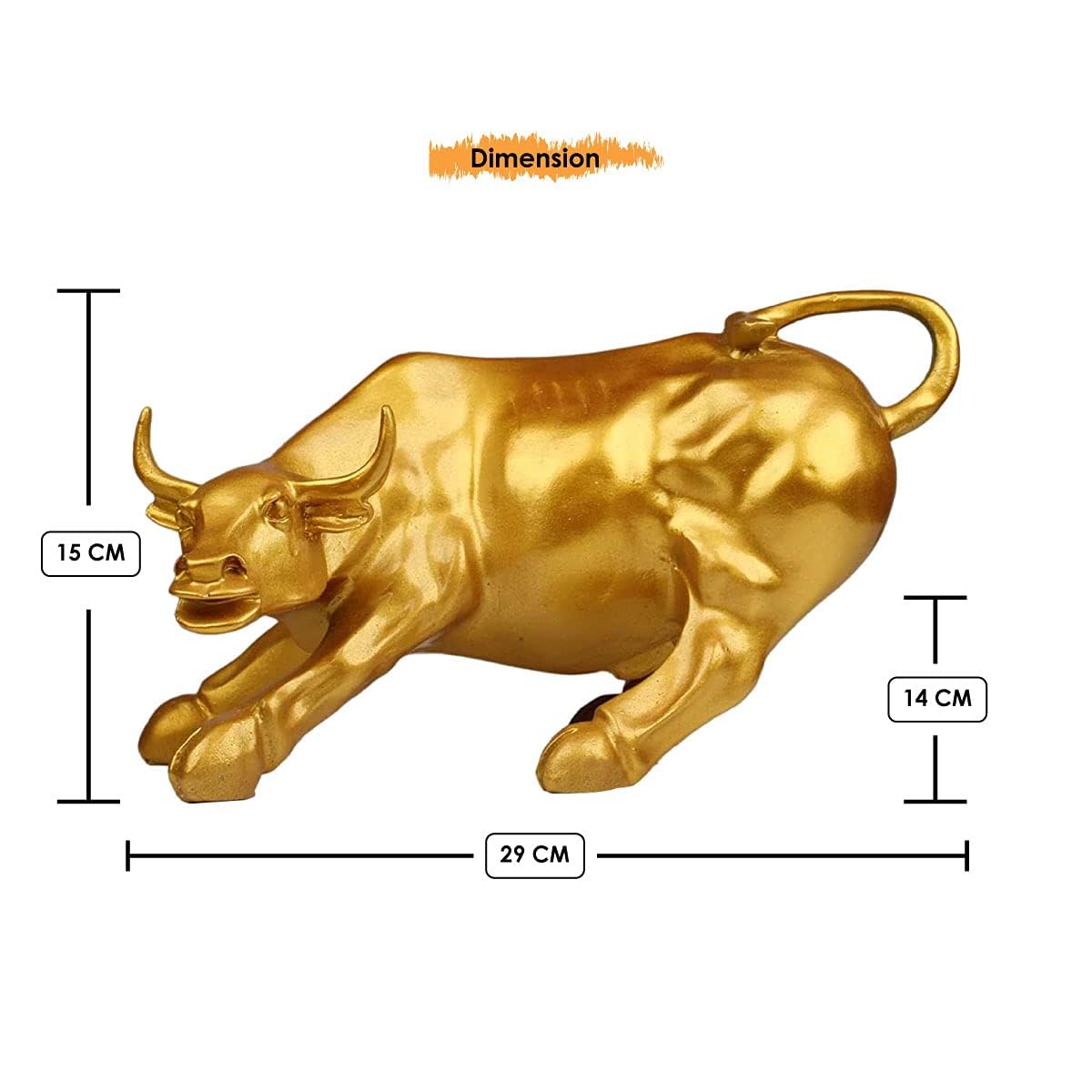 Resin 10" Geometric Statue Golden Bull Sculpture Ornament Abstract Animal Figurines Room Desk Decor Home Decoration (Gold), Pack of 1