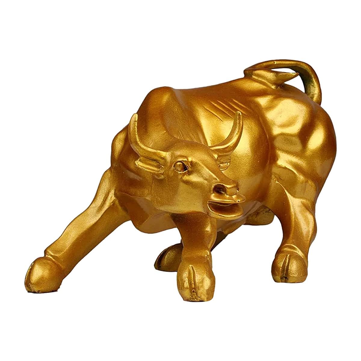 Resin 10" Geometric Statue Golden Bull Sculpture Ornament Abstract Animal Figurines Room Desk Decor Home Decoration (Gold), Pack of 1