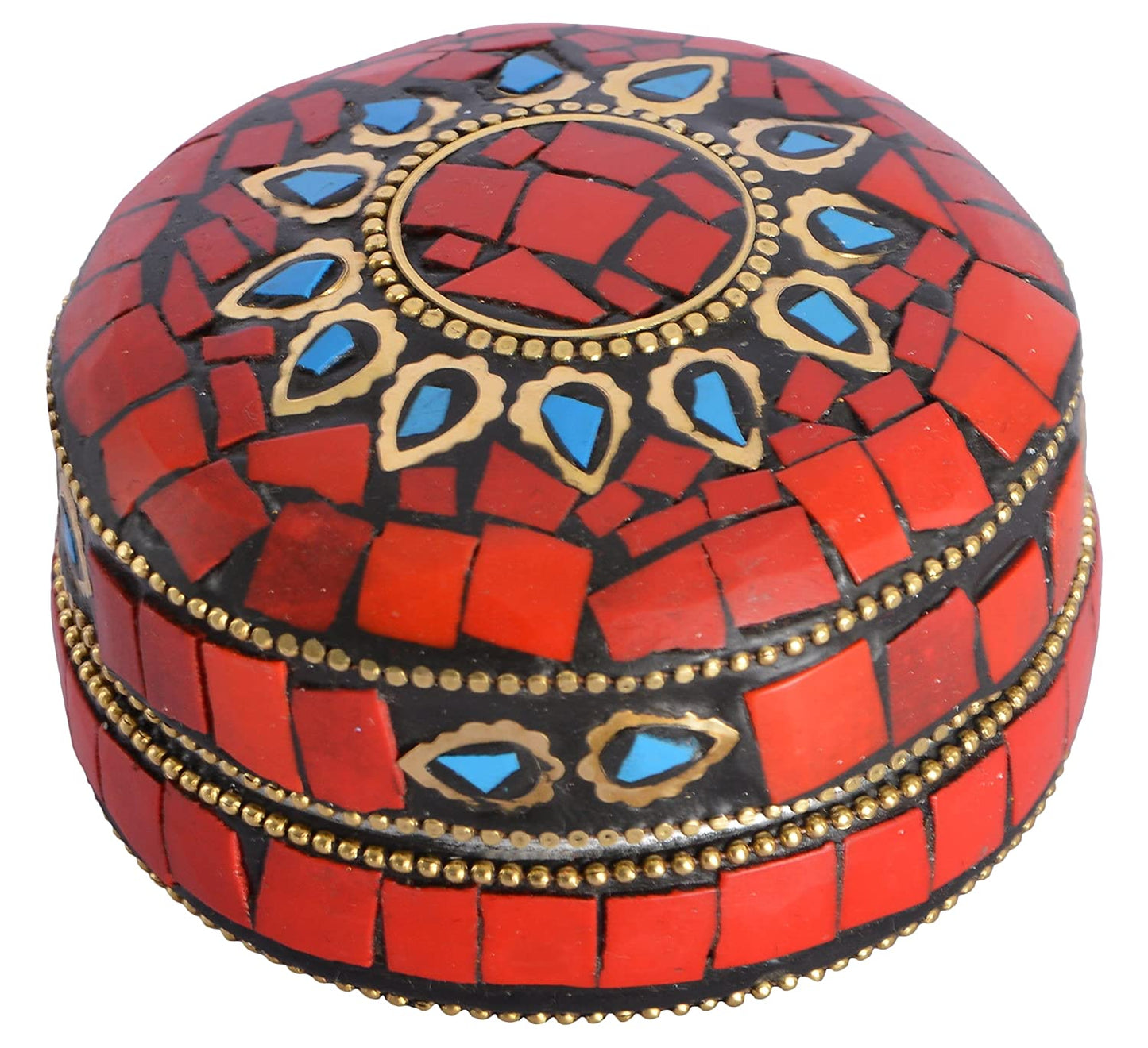 GREENTOUCH CRAFTS Metal Latest Style Antique Sindoor Box/Sindoor Dibbi Handicraft Gift (Set of 3)
