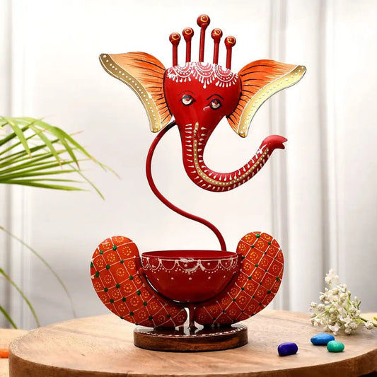 Trendy Antique Decorative Lord Ganesh SHOWPIECE Candle Stand,Best for Home Decor and Office Tables