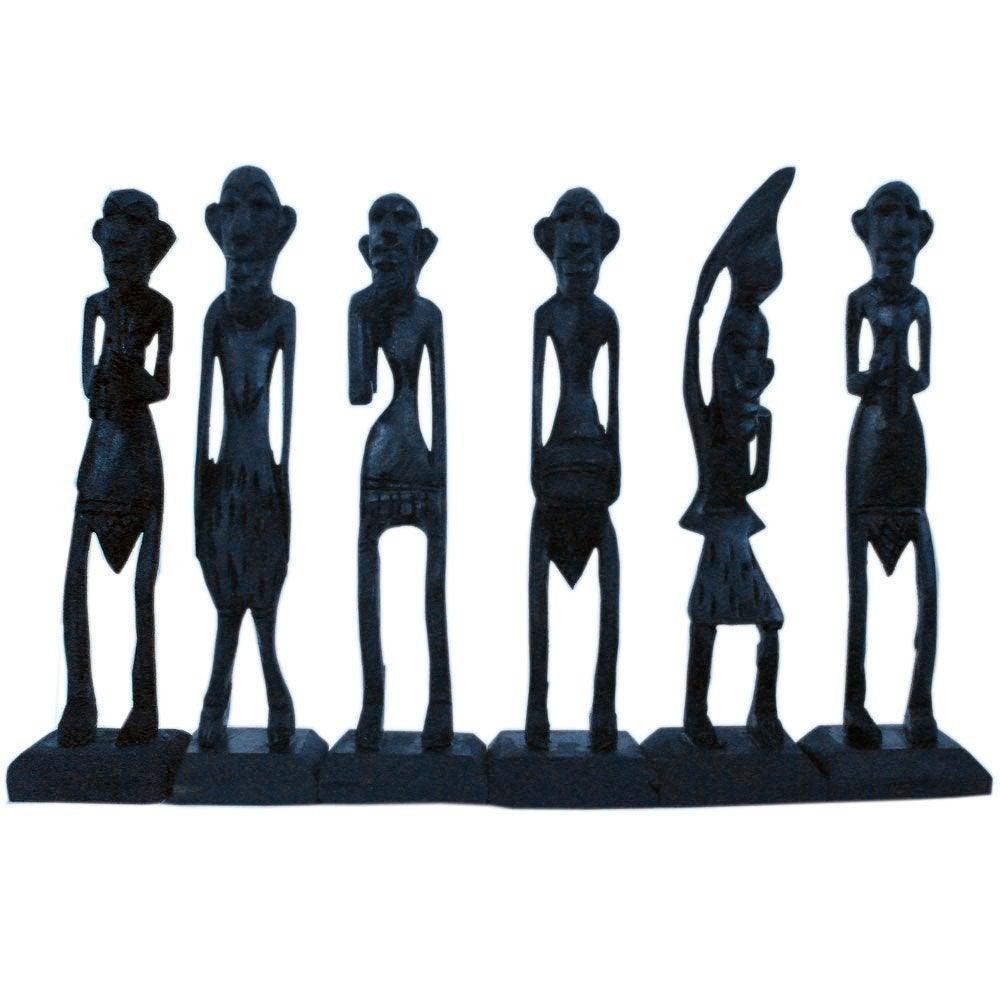 Antique African Zulu Tribal Men Handmade Wooden (Black) set of 6 - GreentouchCrafts