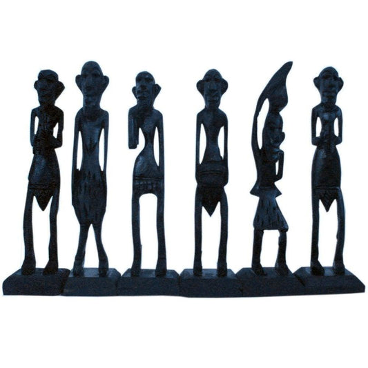 Antique African Zulu Tribal Men Handmade Wooden (Black) set of 6 - GreentouchCrafts