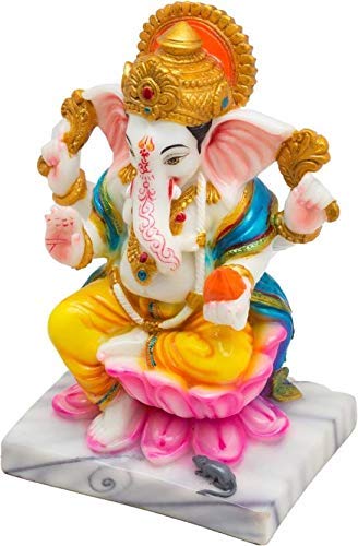 Marble Decorative Lord Ganesha Idol for Home Decor (Multicolor) - GreentouchCrafts