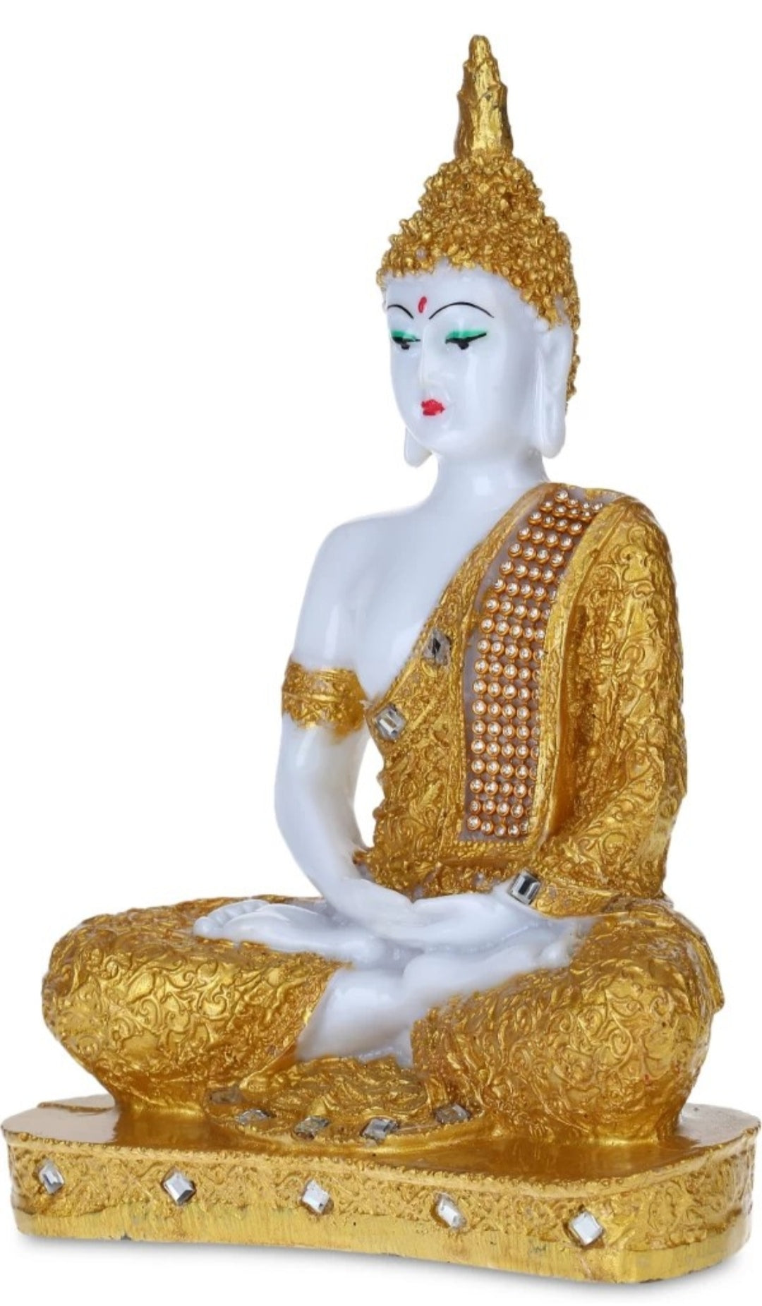 Meditation White Golden Buddha statue