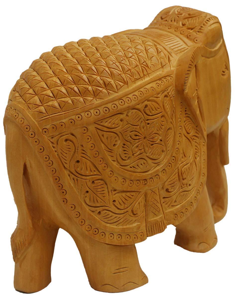 LARGE SIZE Wooden handicraft home decor elephant showpiece size 7 inch (Brown) - GreentouchCrafts