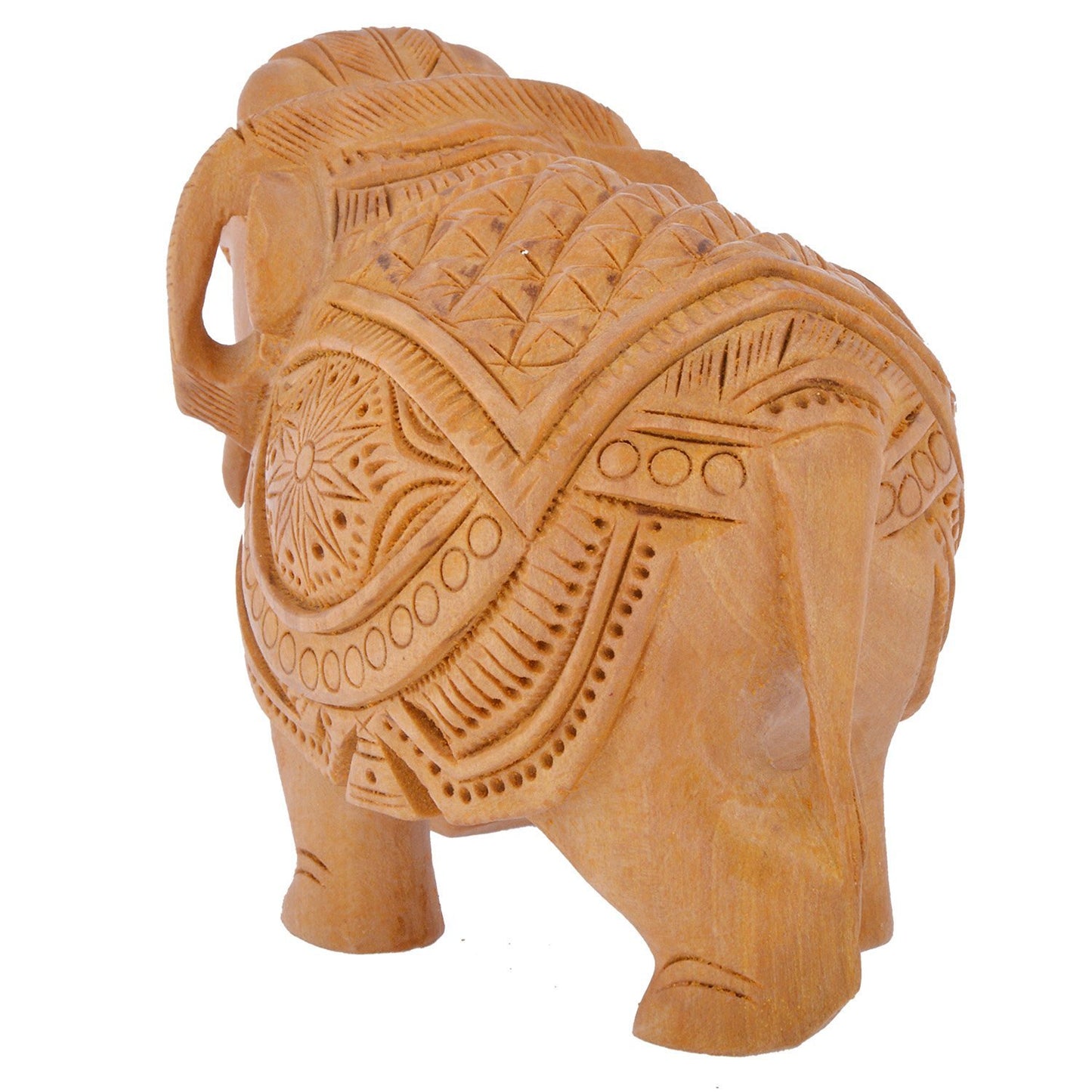 Wooden handicraft home decor elephant showpiece size 4 inch (Brown) - GreentouchCrafts