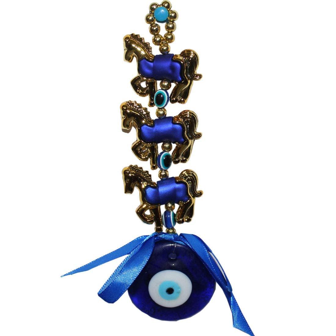 Evil Eye Three Horse Hanging For Good Luck And Prosperity Horse Zodiac vastu feng shui product - GreentouchCrafts