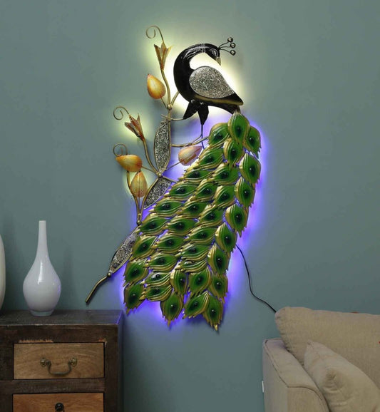 BIG SIZE (3.5 feet) LED Metal Peacock Birds for Your Room Beautifully Built Wall decor | Home decor