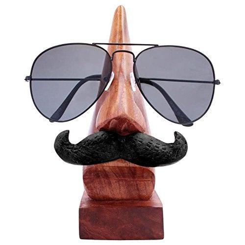 Male and female Pair of Specs Holder Wood - Nose Shaped Hand Carved Wooden Spectacles Sunglasses Eyeglass Holder Stand - GreentouchCrafts