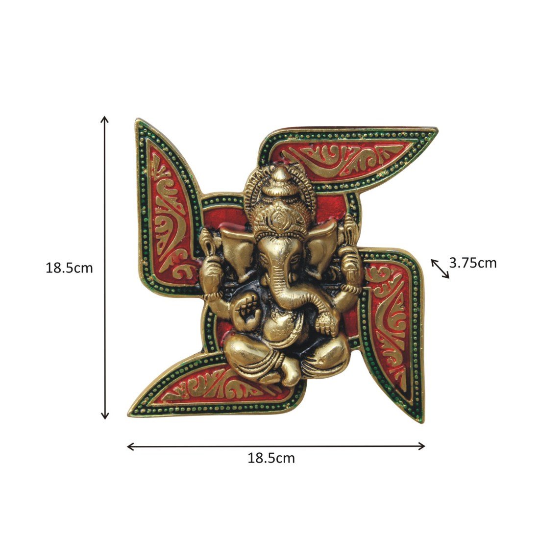 Metal Wall hanging Ganesha Placed On Swastik decorative showpiece - GreentouchCrafts